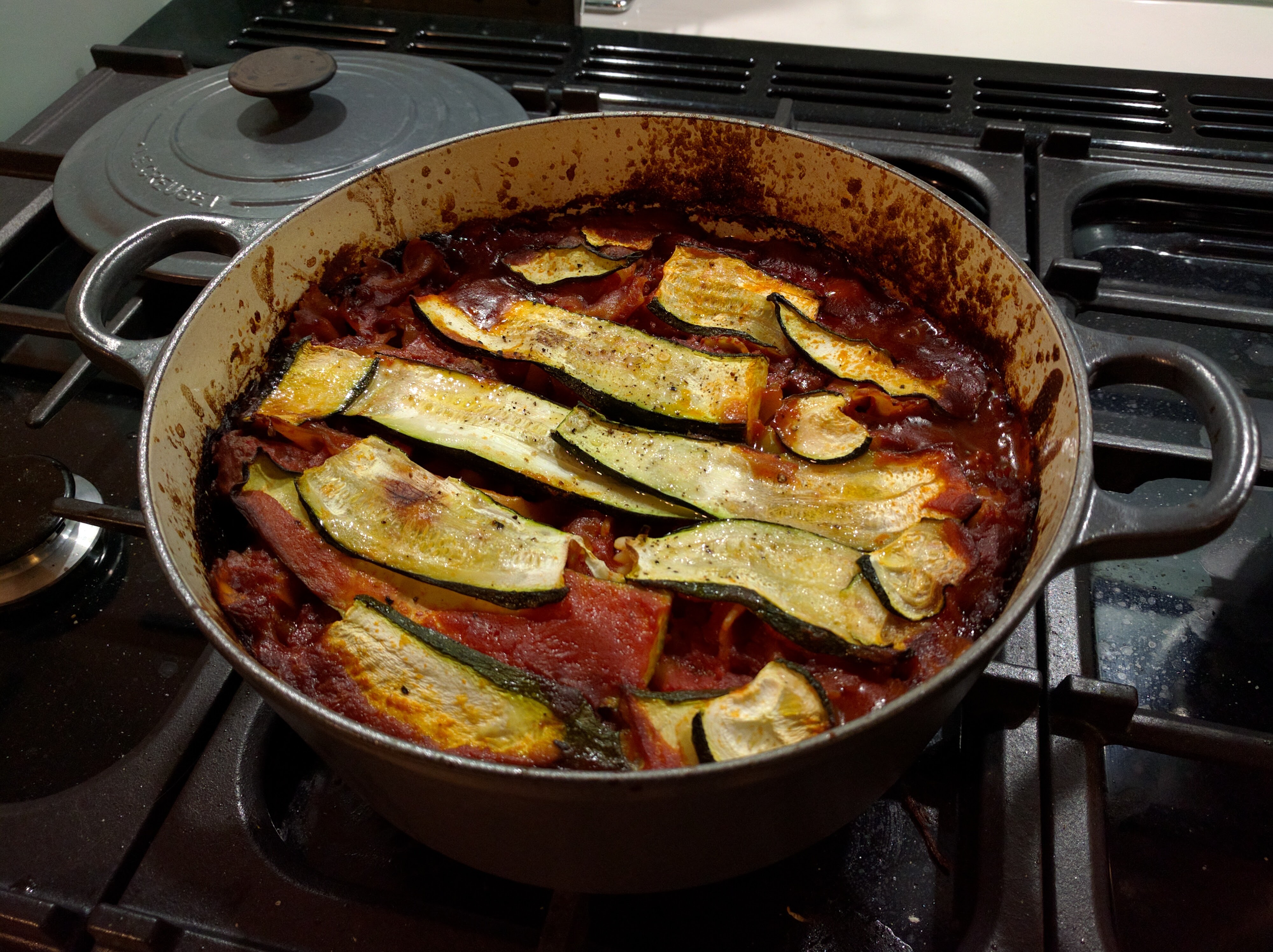 Zucchini and Meatballs pasta bake